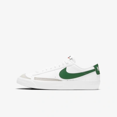 Nike Blazer Low '77 Big Kids' Shoes In White,white,black,pine Green