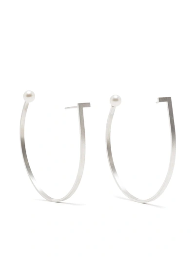Hsu Jewellery Unfinishing Line Big Hoop Earrings In Silver