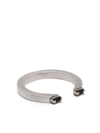 Hsu Jewellery Unfinishing Line Double Tourmaline Open Ring In Silver