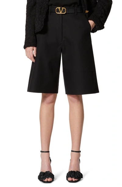 Valentino Black Gabardine Bermuda Shorts