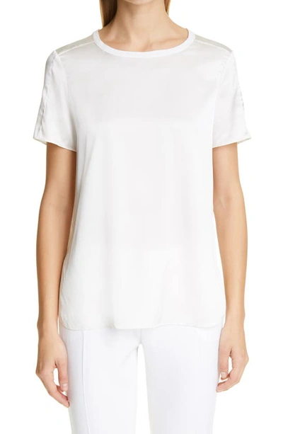 Adam Lippes Silk Charmeuse Crewneck T-shirt In White