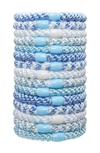 L Erickson Grab & Go Set Of 15 Ponytail Holders In Blue Wave