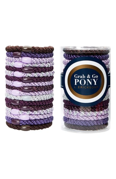 L Erickson Grab & Go Set Of 15 Ponytail Holders In Grape