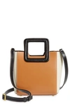 Staud Shirley Two-piece Leather Tote Bag In Black/ Cream/ Tawny