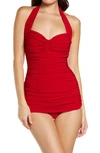 Norma Kamali Bill Mio Halter One-piece Swimsuit In Red
