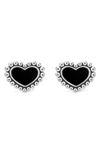 Lagos Sterling Silver Maya Onyx Heart Stud Earrings In Silver/ Onyx