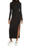 Ninety Percent + Net Sustain Cutout Stretch-knit Turtleneck Midi Dress In Black