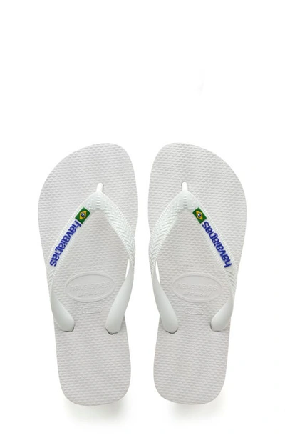 Havaianas Kids Brazil Logo Flip Flops Women's Shoes In White