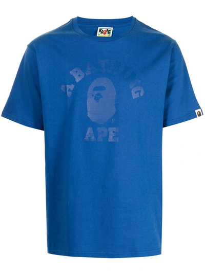 A Bathing Ape Logo Print T-shirt In Blue