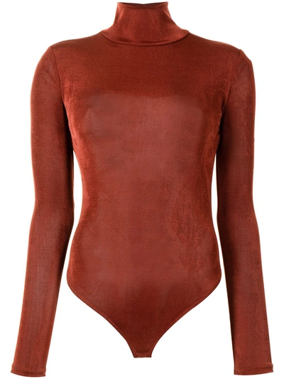Alix Nyc High Neck Long-sleeved Top In Brown