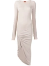 ALIX NYC LONG-SLEEVED RUCHED MIDI DRESS