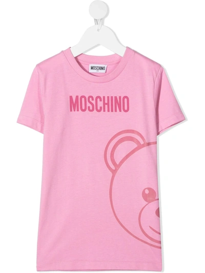 Moschino Kids' Teddy Bear Print T-shirt In Pink