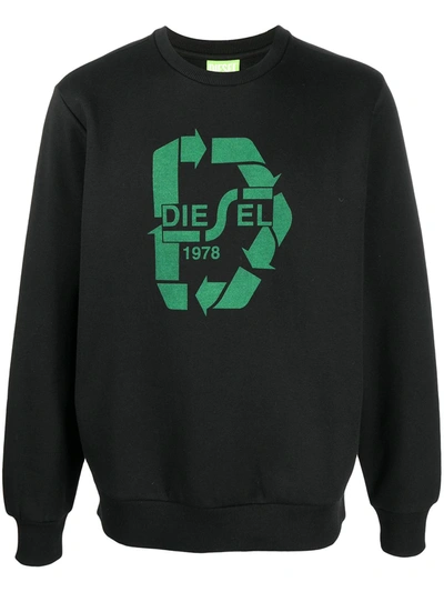 Diesel Logo Print Sweatshirt In Black