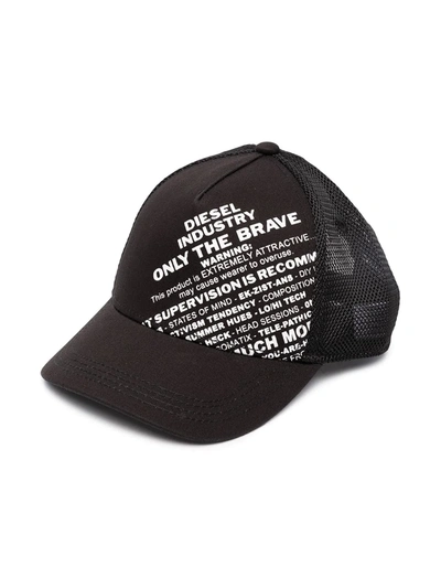 Diesel Kids' Slogan-print Baseball Cap In Black