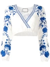 ALEXIS CAJA FLORAL-EMBROIDERED LINEN TOP