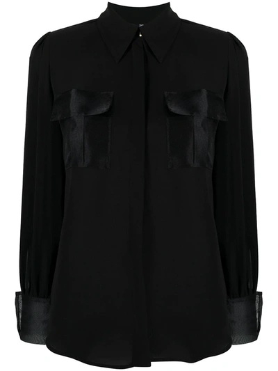 Elisabetta Franchi Contrasting Cuff Blouse In Black