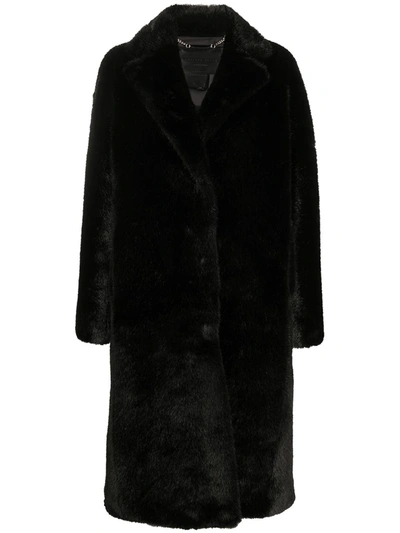 Philipp Plein Graffiti-print Faux-fur Coat In Black
