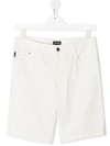 Emporio Armani Teen Cotton-blend White Shorts In White