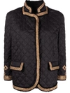 Ermanno Scervino Light Long-sleeved Quilted Jacket With Buttons And Inserts In Gold Color In Black