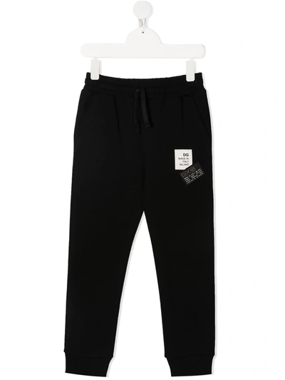 Dolce & Gabbana Kids' Logo-patch Track Trousers In Black