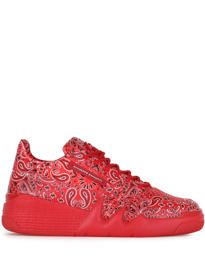 Giuseppe Zanotti Talon Bandana-print Sneakers In Red