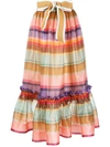 Zimmermann The Lovestruck Ruffled Striped Silk-organza Midi Skirt In Pink