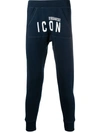 Dsquared2 Print Icon Logo Cotton Jersey Sweatpants In Blue