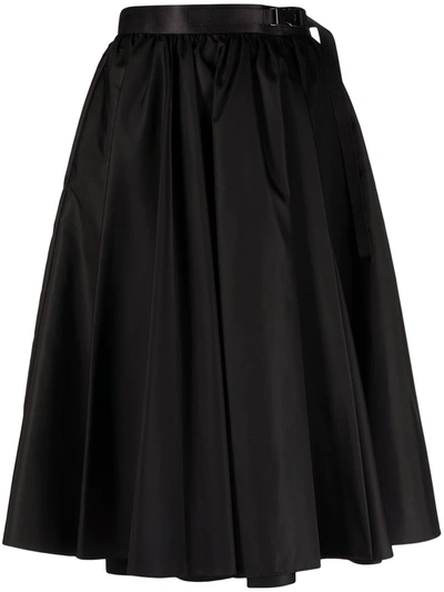 Prada Re-nylon Gabardine Full Skirt In Black