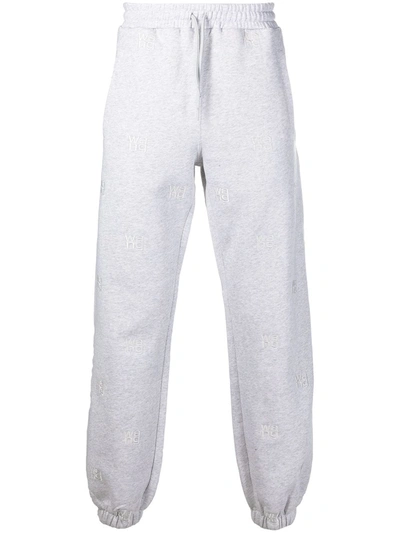 Alexander Wang Logo-embossed Cotton-blend Jersey Jogging Bottoms In Grey