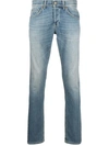 Dondup Stonewashed Straight-leg Jeans In Blue