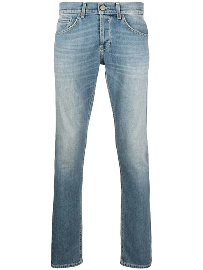 Dondup Stonewashed Straight-leg Jeans In Blue