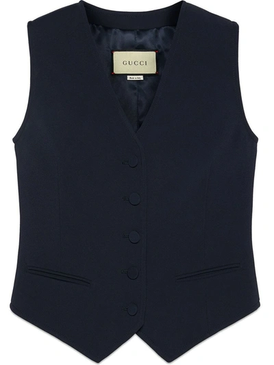 Gucci Cady Viscose Waistcoat In Blue