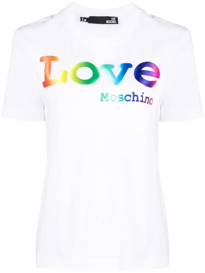 Love Moschino Gradient Logo T-shirt In White