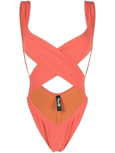 Reina Olga Exotica Criss-cross Swimsuit In Orange