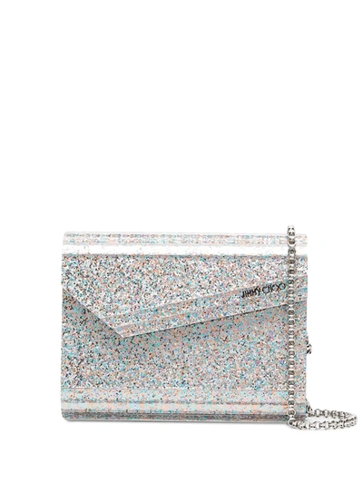 Jimmy Choo Multicolor Glitter Acrylic Candy Clutch In Silver,pink,white