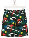 Stella Mccartney Palms Print Organic Cotton Shorts In Green