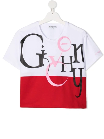 Givenchy Kids' Logo图案印花t恤 In White