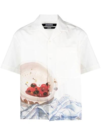 Jacquemus White Cherries 'la Chemise Jean' Short Sleeve Shirt