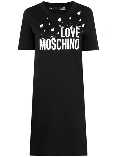Love Moschino Raindrop-print Jersey Dress In Black
