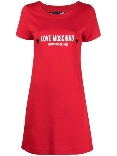 Love Moschino Logo-print Jersey Dress In Red