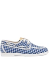 GUCCI GINGHAM-CHECK BOAT SHOES