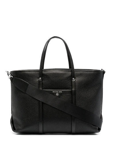Michael Kors Md Conv Tote Shopping Bag In Black
