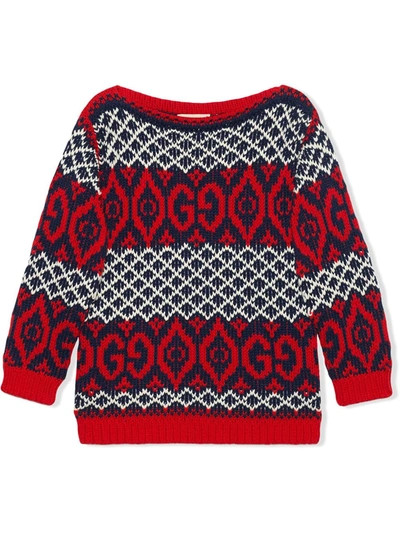 Gucci Kids' Children's Cotton Gg Jacquard Jumper In Red