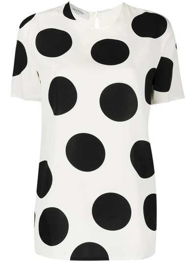 Valentino Polka-dot Short-sleeve T-shirt In White