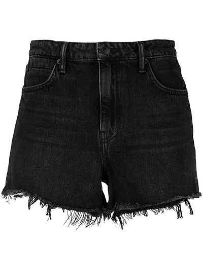 Alexander Wang 'bite' Frayed Cuff Denim Shorts In Grey