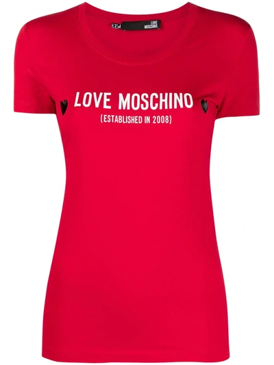 Love Moschino Logo-print Cotton T-shirt In Red