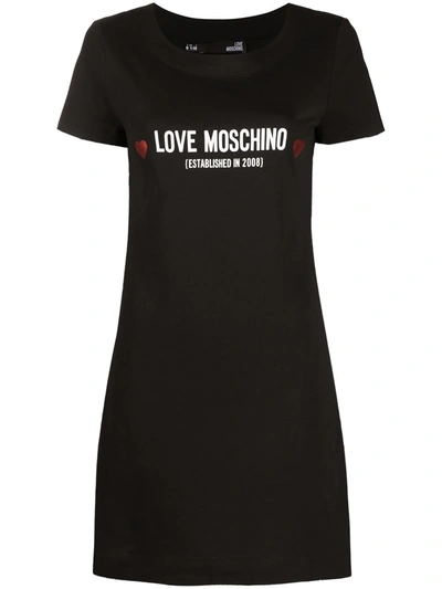 Love Moschino Logo-print T-shirt Dress In Black