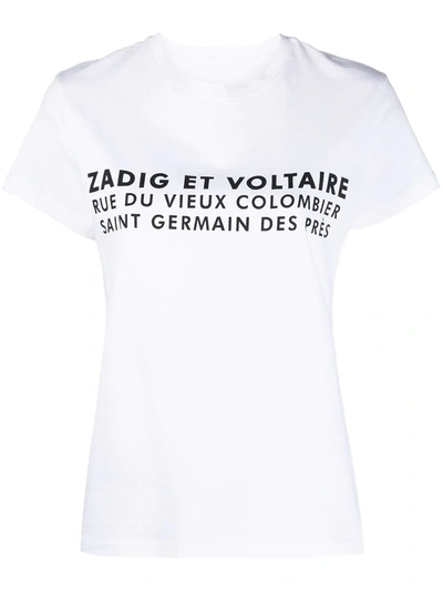 Zadig & Voltaire Womens Blanc Zoe Address-print Cotton-jersey T-shirt Xs In White