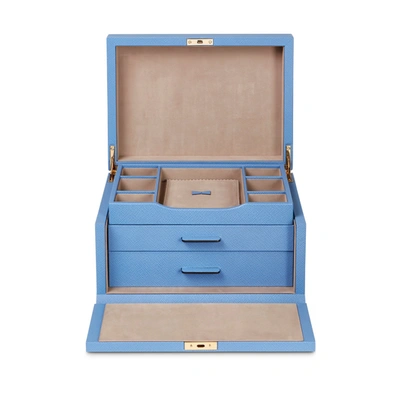 Smythson Panama Jewellery Box In Nile Blue