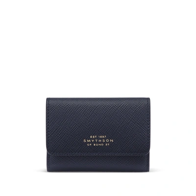 Smythson Compact Purse In Panama In Navy